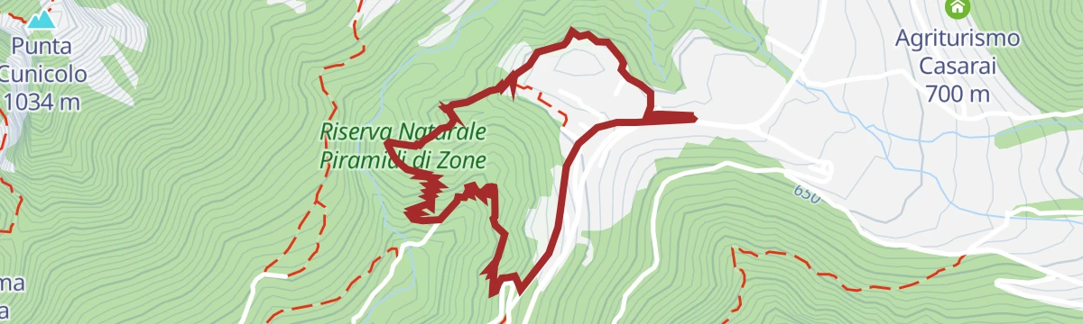 Route map: Trekking nella Riserva Naturale delle Piramidi di Zone